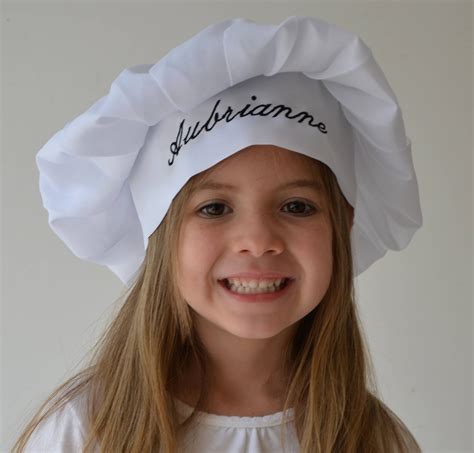 chef hat bakers hat  kids personalized white fabric play etsy