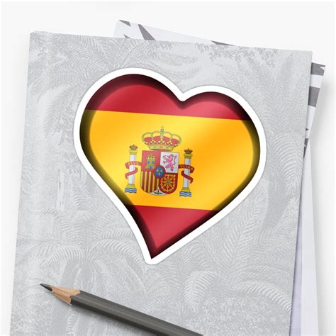 spanish flag spain heart sticker  graphix redbubble