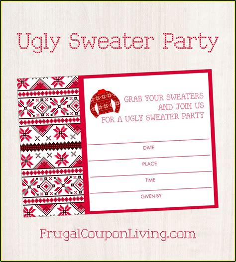 printable ugly sweater party invitation template  template
