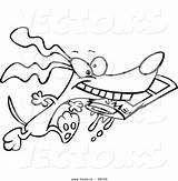 Outlined Newspaper Fetching Coloring Dog Vector Cartoon Toonaday Get sketch template