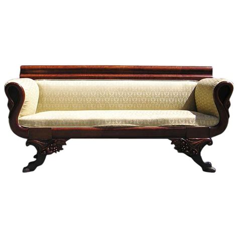 American Mahogany Classical Swan Sofa Philadelphia Circa 1815 For