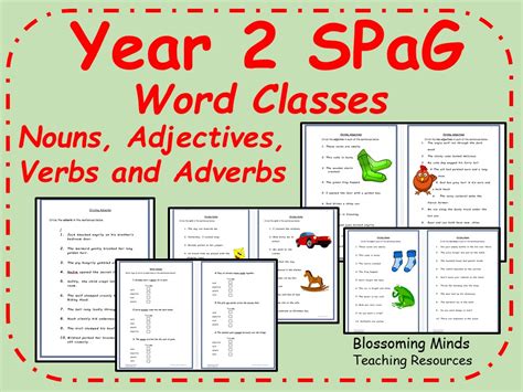 year  spag sats revision word classes grammar teaching resources