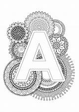 Mandala Alphabet Mindfulness Abecedario Volwassenen Doodle sketch template