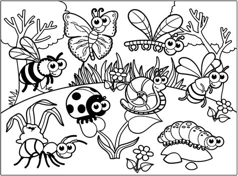 insects diverses insects drawn   cartoon  childish