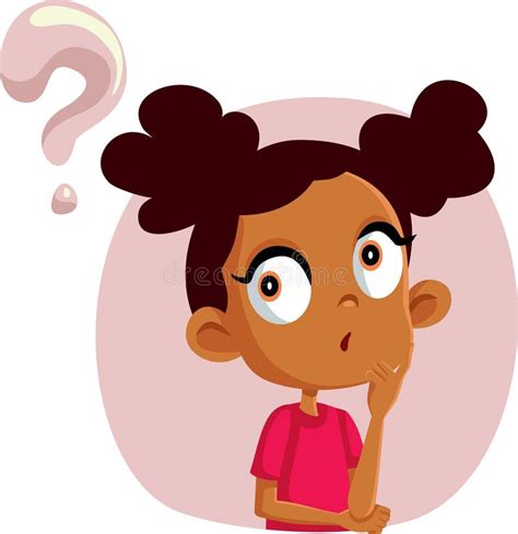 cute girl  questions vector character stock vector illustration  girl doubt