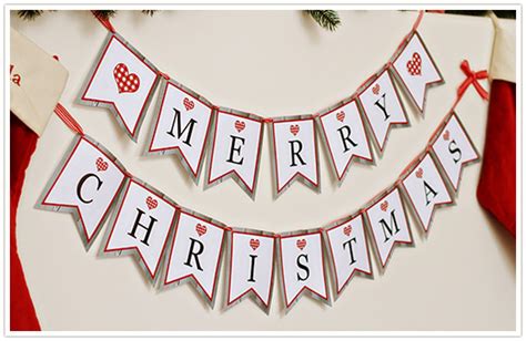 paper  party love  printable merry christmas banner