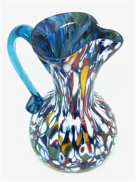 Fratelli Toso Murano Art Glass Neoclassical Glass Jug Vase Italy