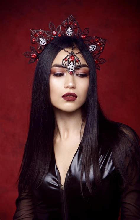 Black Diamond Red Vampire Tiara Crown Queen Crown Black