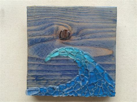 Real Sea Glass Art Ocean Wave Art Wave Wall Hanging Sea Glass Etsy