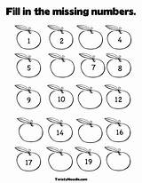 Counting Apple Worksheets Numbers Missing Coloring Grade Fill Apples Kindergarten Preschool Twistynoodle Worksheet Pages Printable Colouring Math Activities sketch template