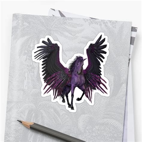 purple violet black fantasy pegasus flying horse sticker