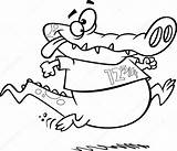 Cartoon Jogging Vector Stock Illustration Outlined Alligator Coloring Depositphotos Ronleishman sketch template