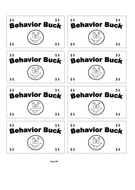 behavior bucks template printable