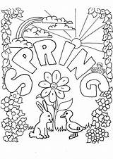 Coloring Spring Pages Kids Printable Sheets Season Sun Happy Color Sheet Print Preschool Seasons Worksheets Flower Colouring Animal Activities Online sketch template