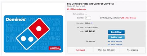 pizza money time   grab   dominos gift card    shipped today