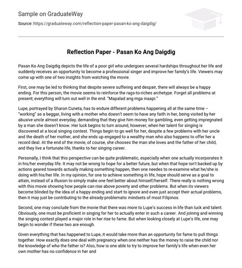 reflection paper pasan ko ang daigdig essay  graduateway
