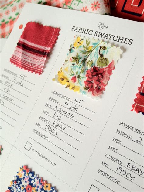 fabric swatch notebook printable plano asg
