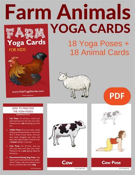 farm animals yoga cards  kids yoga  kids yoga cards animal yoga