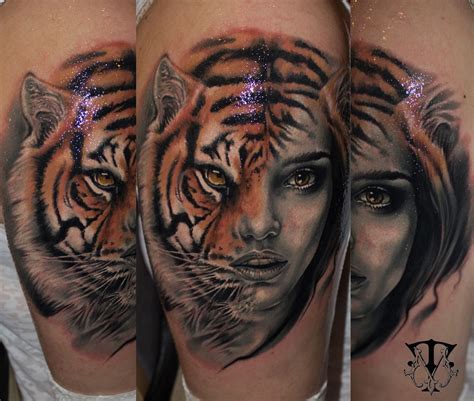 Tiger Face Tattoo For Women