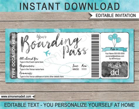 pin  boarding pass invitation templates