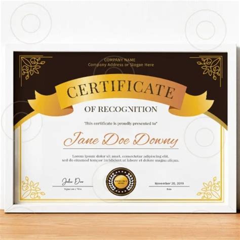 instant  recognize    elegant certificate  recognition template