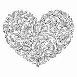 Valentine Zentangle Merletto Mandala Corazon Roto Impressionante Lusso sketch template
