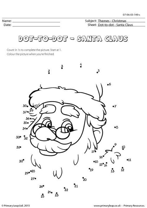 dot  dot santa claus worksheet   draw santa dots christmas