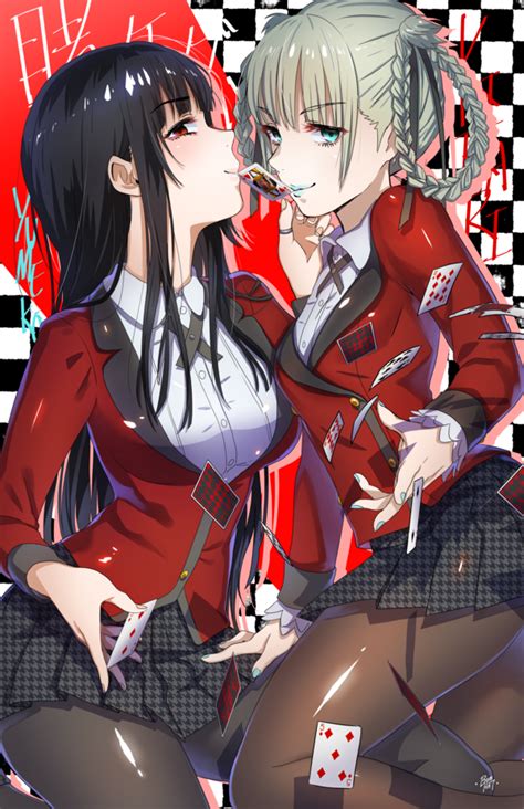 jabami yumeko and momobami kirari kakegurui drawn by