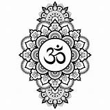 Mandala Ohm Tattoo Symbol Vector Illustrations Om Clip Mantra Mehndi Circular Henna Form Pattern Coloring sketch template