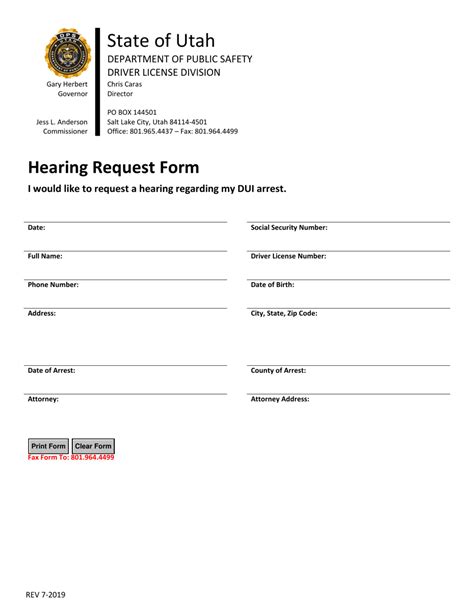 utah hearing request form fill  sign