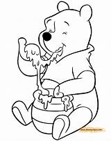 Honey Pooh Eating Winnie Coloring Pages Disneyclips sketch template