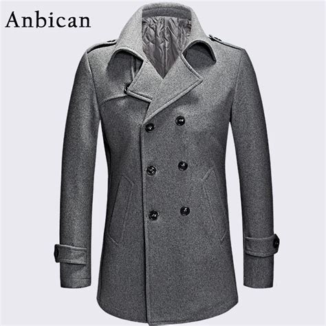 anbican mode grijs mannen winterjas wol blend double breasted lange jas oversized classic heren