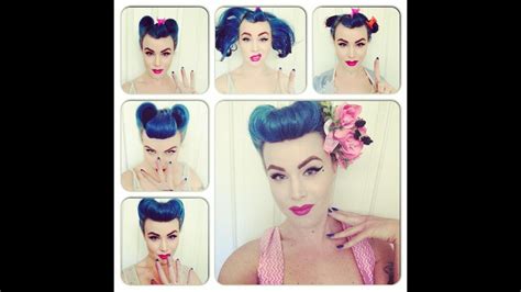 bumper bang with victory rolls pinup hair tutorial youtube