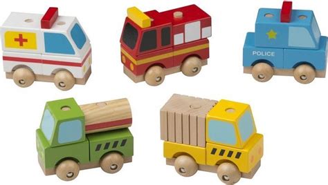 bolcom houten speelgoed autos set  delig  cm