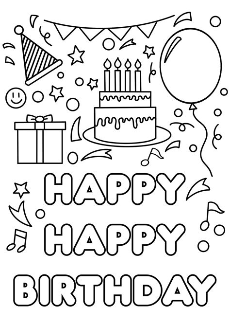happy birthday card coloring pages