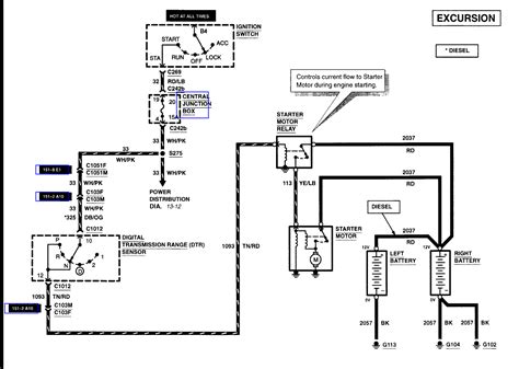 ford excursion  qa wiring diagram starter relay locations
