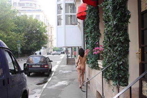 crazy russian brunette with sweet boobs posing totally naked at public streets russian sexy girls