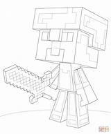 Minecraft Coloring Steve Pages Easy Logo Library Clipart Drawing sketch template