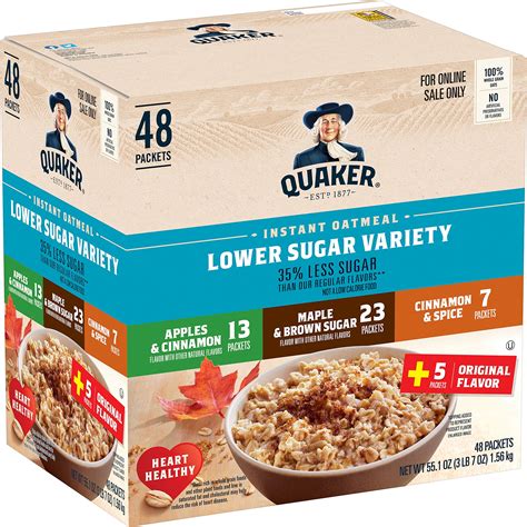 buy quaker instant oatmeal  sugar  flavor variety pack individual packets  count