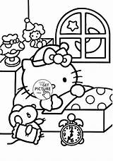 Coloring Pages Kids Kitty Hello Girls Sleep Printable Ready Wuppsy Colouring Over Print Printables Characters Girl Cartoon sketch template