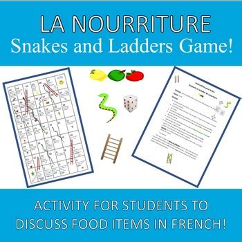 food snakes  ladders la nourriture  french  easy tpt