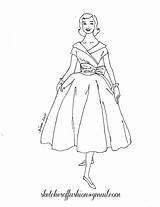 Fashion Coloring Pages Girl Designer Sketch Clothes Model 1950s Book Printable Kids Colouring Sheets Color Template Sketches Books Getcolorings Draw sketch template