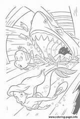 Coloring Pages Ariel Shark Princess Disney Attacks Printable Mermaid Little Color Kids Choose Board sketch template