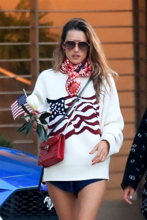 Alessandra Ambrosio Wearing American Flag Sweater While