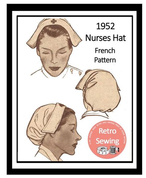 nurses hat sewing pattern  instant  french sewing