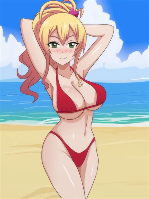 Rule 34 Beach Bikini Blush Female Hajimete No Gal