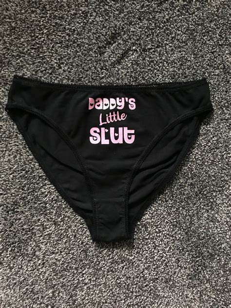 daddy s little slut knickers sparkly pink panties daddy etsy