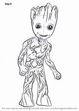 Groot Baby Drawing Coloring Marvel Draw Pages Step Comics Drawings Avengers Tutorials Learn Drawingtutorials101 Superheroes Disney Colouring Color Kids Wanda sketch template