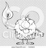 Carrying Lineart Mascot Caveman Torch Character Illustration sketch template