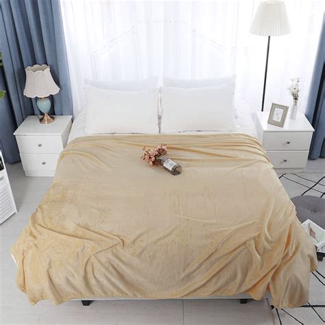 home bedroom soft microplush fleece throw blanket  queen bed camel